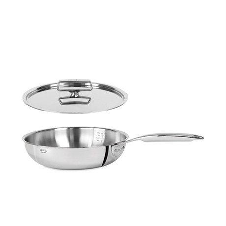 Lot poêle sautoir et couvercle inox Castel’Pro 28 cm Cristel