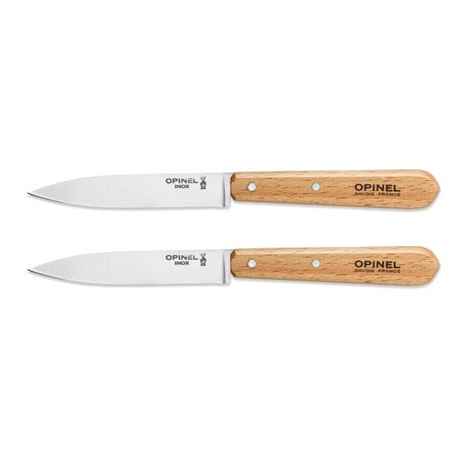 Lot 2 Couteaux office N°112 lame lisse inox 10 cm naturel Opinel
