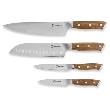 Set de 4 couteaux bois d'acacia et lame inox Mathon
