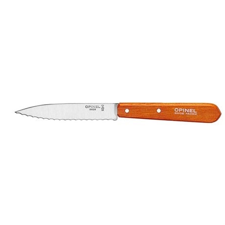 Couteau N°113 lame crantée inox 10 cm coloris mandarine Opinel