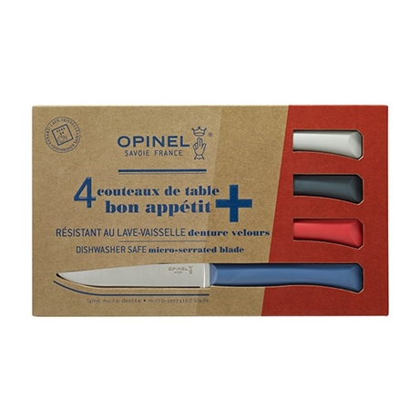 Coffret 4 couteaux de table lame micro-dentée 11 cm Bon Appétit Plus primo Opinel