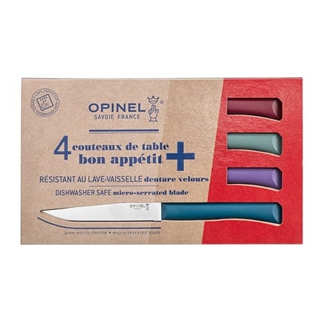 Coffret 4 couteaux de table lame micro-dentée 11 cm Bon Appétit Plus glam Opinel