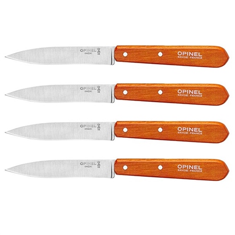 Set 4 couteaux office lames lisses inox 10 cm coloris mandarine Opinel