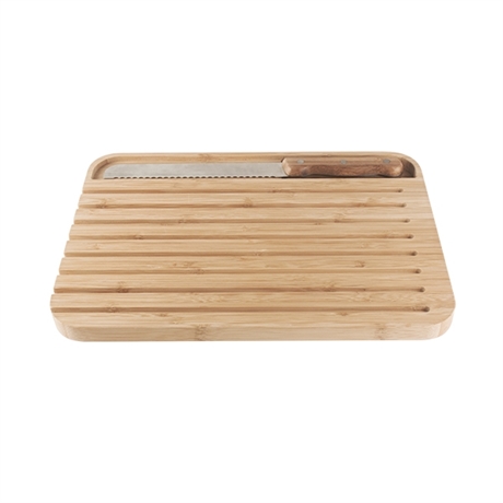 Set planche et couteau à pain intégré bambou Pebbly
