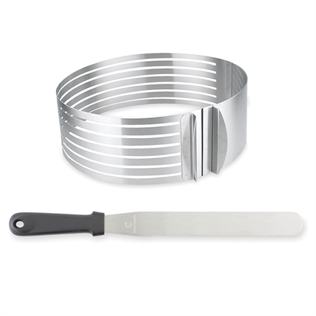Set spatule de glaçage couteau à génoise et cercle à trancher extensible inox Mathon