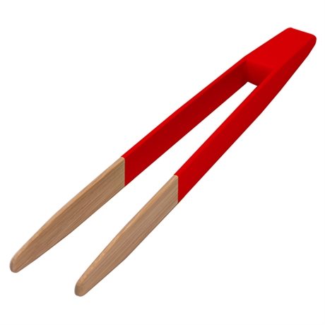 Pince à toast en bambou rouge 24 cm Pebbly
