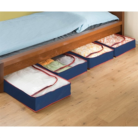Lot de 4 housses dessous de lit bleu et rouge Wenko by Maximex