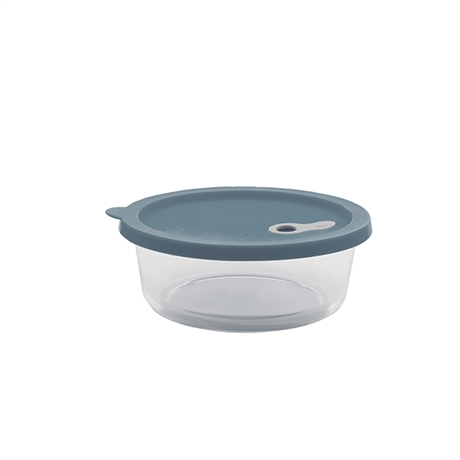Boite ronde en verre avec couvercle en silicone bleu 880 ml Point Virgule