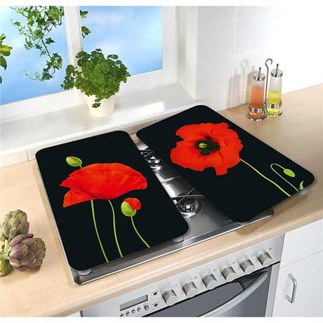 2 couvre-plaques protection motif coquelicots Wenko by Maximex