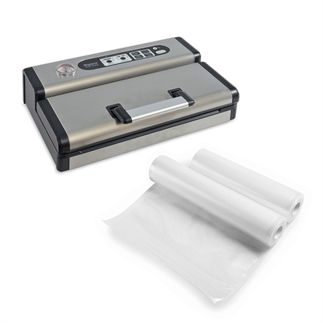 Lot appareil à emballer sous vide VS5800 et 2 rouleaux de sachets à découper Kitchen Chef Professional