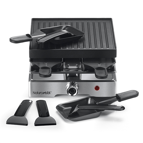 Appareil raclette-gril électrique 4 poêlons 750 W Naturamix
