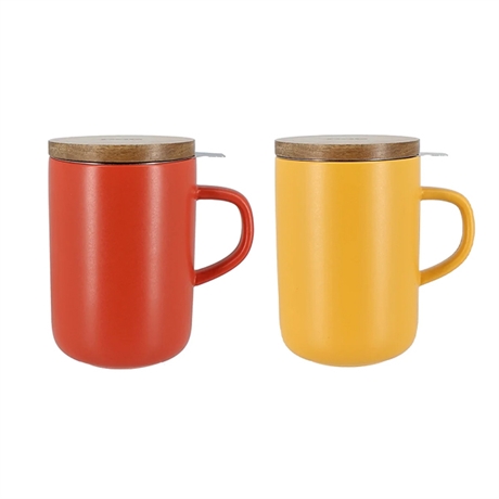 Lot de 2 tisanières mug Juliet jaune et paprika Ogo