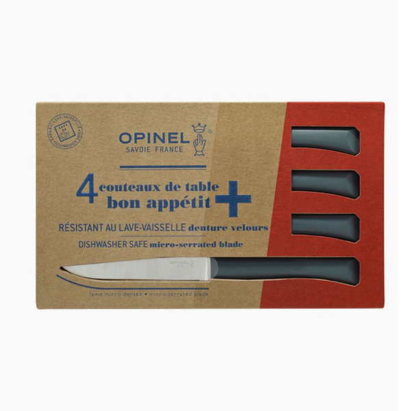 Coffret 4 couteaux de table lame micro-dentée 11 cm Bon Appétit Plus anthracite Opinel zoom