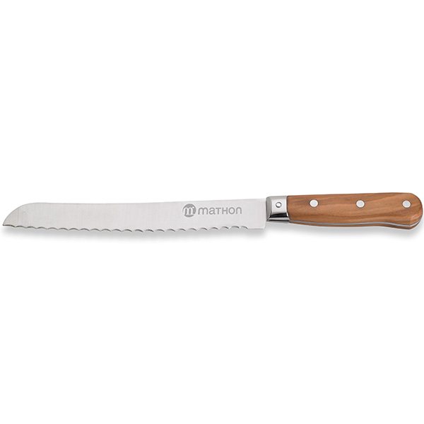 Couteau à pain bois d'olivier lame inox 20 cm Mathon zoom