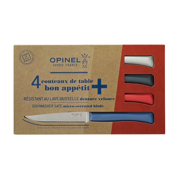 Coffret 4 couteaux de table lame micro-dentée 11 cm Bon Appétit Plus primo Opinel zoom