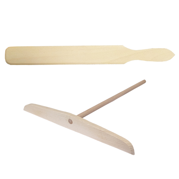 Kit crêpes spatule et râteau en bois blanc Mathon zoom