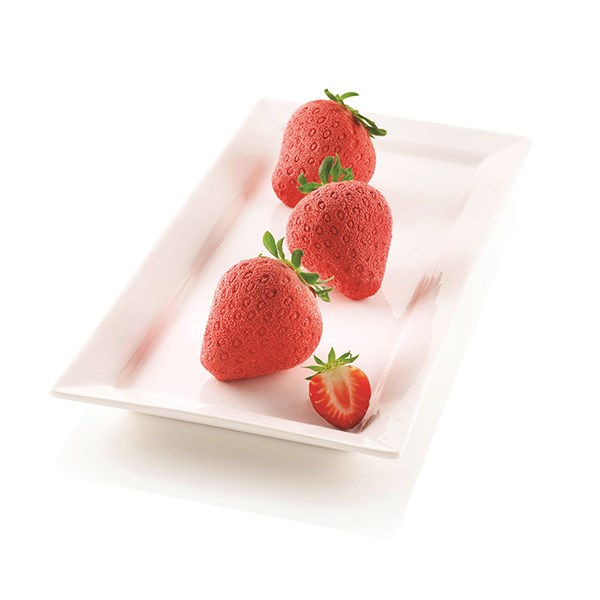 Moule silicone 3D 6 mini gâteaux fraise Silikomart zoom