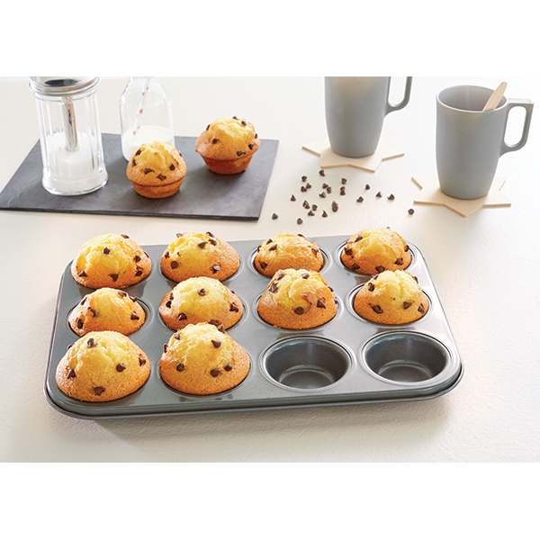 Plaque 12 muffins acier revêtement antiadhérent 35,5 cm Mathon zoom