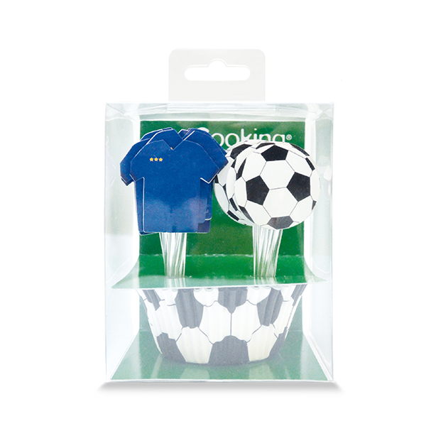 Caissettes et cake toppers football 24 pièces Scrapcooking zoom