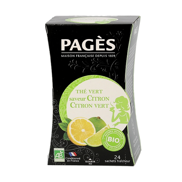 Thé vert au citron vert Bio 24 sachets Pagès Pagès zoom