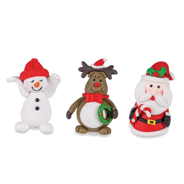 3 Pics décos thème Noël : Renne, Père Noël et Bonhomme de neige Patisse zoom