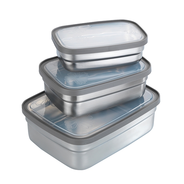 Set de 3 lunch box en inox et couvercles en plastique Wenko by Maximex zoom