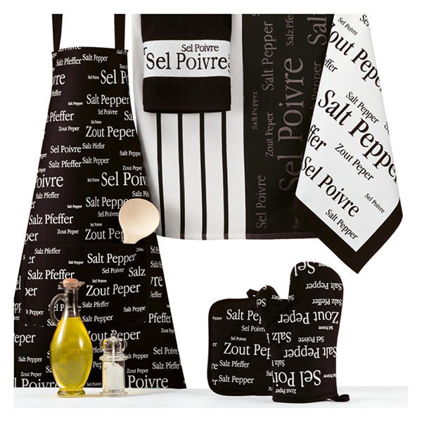 Set manique, gant, torchon et tablier noir sel & poivre Winkler zoom