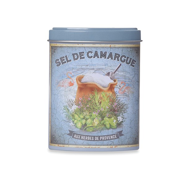 Sel de Camargue aux herbes de Provence avec boite verseuse en métal 120 g zoom