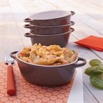 Set 4 petits plats à four individuels gris-taupe en céramique émaillée 350 ml