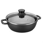 Faitout fonte avec couvercle en verre 32 cm noir