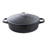Cocotte légère basse ronde en fonte d'aluminium 28 cm 4,1 L coloris noir