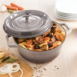 Cocotte en fonte ronde 28 cm 5,6 L coloris gris
