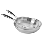 Lot de 2 poêles tout inox 24 et 28 cm Excell'Inox