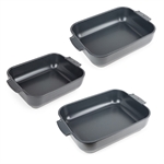 Set de 3 plats à four rectangulaires ardoise céramique, 25, 32 et 40cm