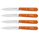 Set 4 couteaux office lames lisses inox 10 cm coloris mandarine