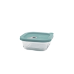 Boite carrée en verre avec couvercle en silicone vert 460 ml