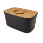 Boîte à pain noir couvercle bambou 35,5 cm