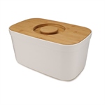 Boîte à pain blanc couvercle bambou 35,5 cm