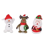 3 Pics décos thème Noël : Renne, Père Noël et Bonhomme de neige