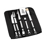 Pochette 5 ustensiles en inox pour barbecue
