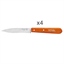 Set 4 couteaux office lames lisses inox 10 cm coloris mandarine Opinel(vue 2)