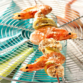Categorie Brochettes de poulet et crevettes citron