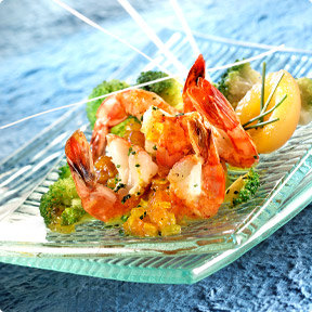 Categorie Gambas grillées, brocolis et mangue